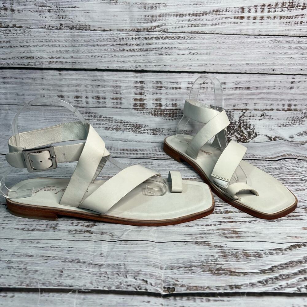 Free People Romeo Leather Wrap Sandal White Size 40  9 9.5 LIKE NEW!!